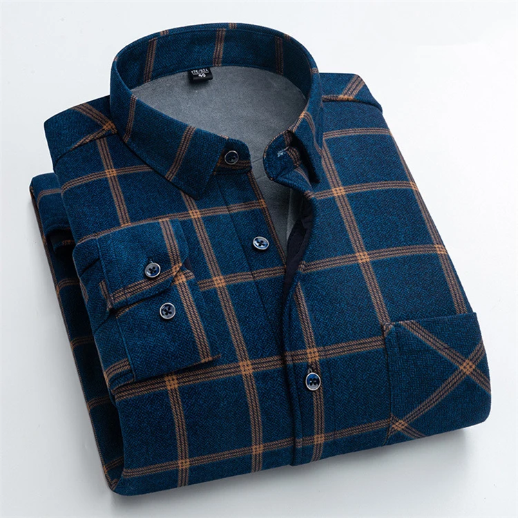 2020 зимняя новая дизайнерская хлопковая теплая плотная клетчатая блузка, Мужская офисная рубашка-поло, официальная рубашка