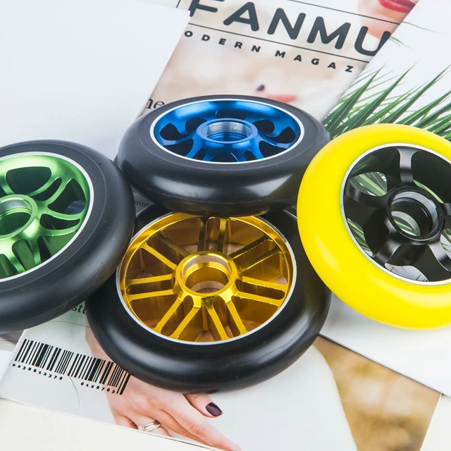 pro stunt scooter metal core wheel 100mm abec 9  bearing neo chrome wheel