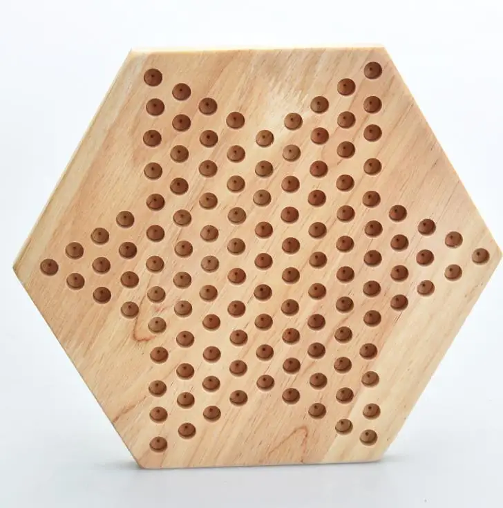 Hexagon Wood Chinese Checkers Family Game Set