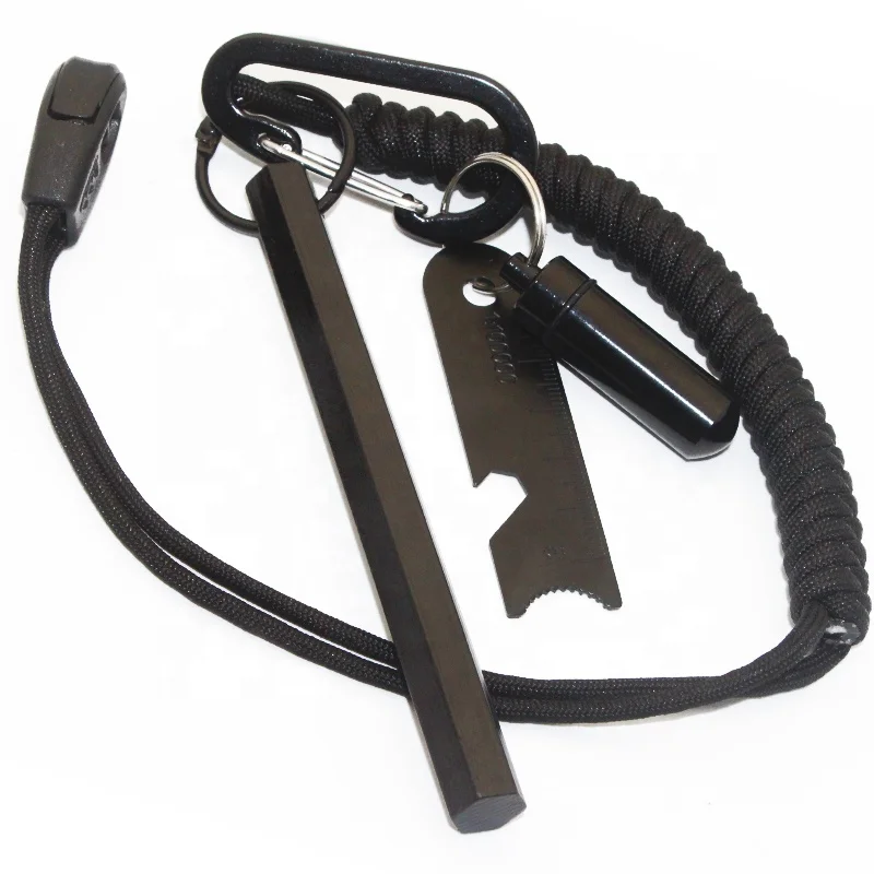 Outdoor Adventure Flint and Steel Fire Starter Kit with 5 x 1/2 Inch Hexagon Ferro Rod Fire Starter