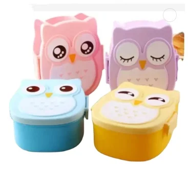 2 Layer Cute Cartoon Owl Lunchbox Kids Children Home $ School Food Fruit Storage Container