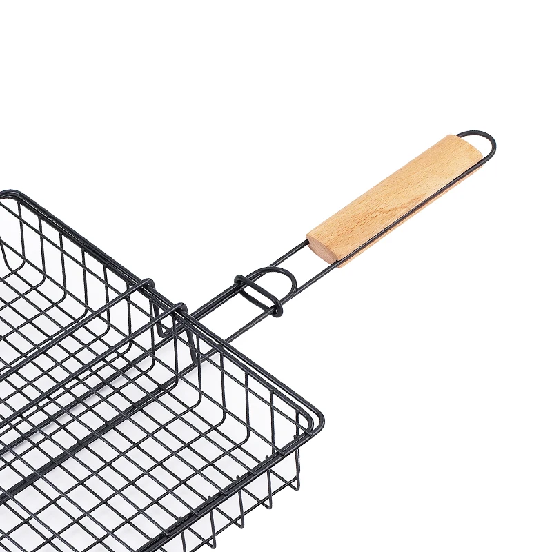 
Barbecue Grill Basket with removable Handle Perfect for Grilling Hamburger Vegetables Fish and Outdoor Campfire 