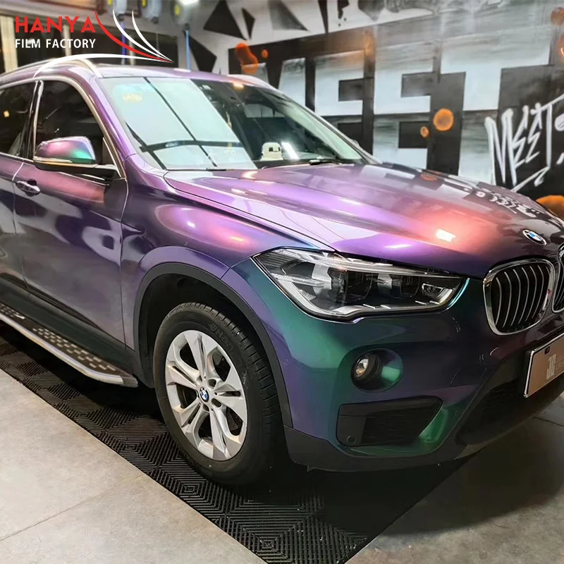 Diamond City Green color changing sticker Glossy Diamond Rainbow Film car body sticker