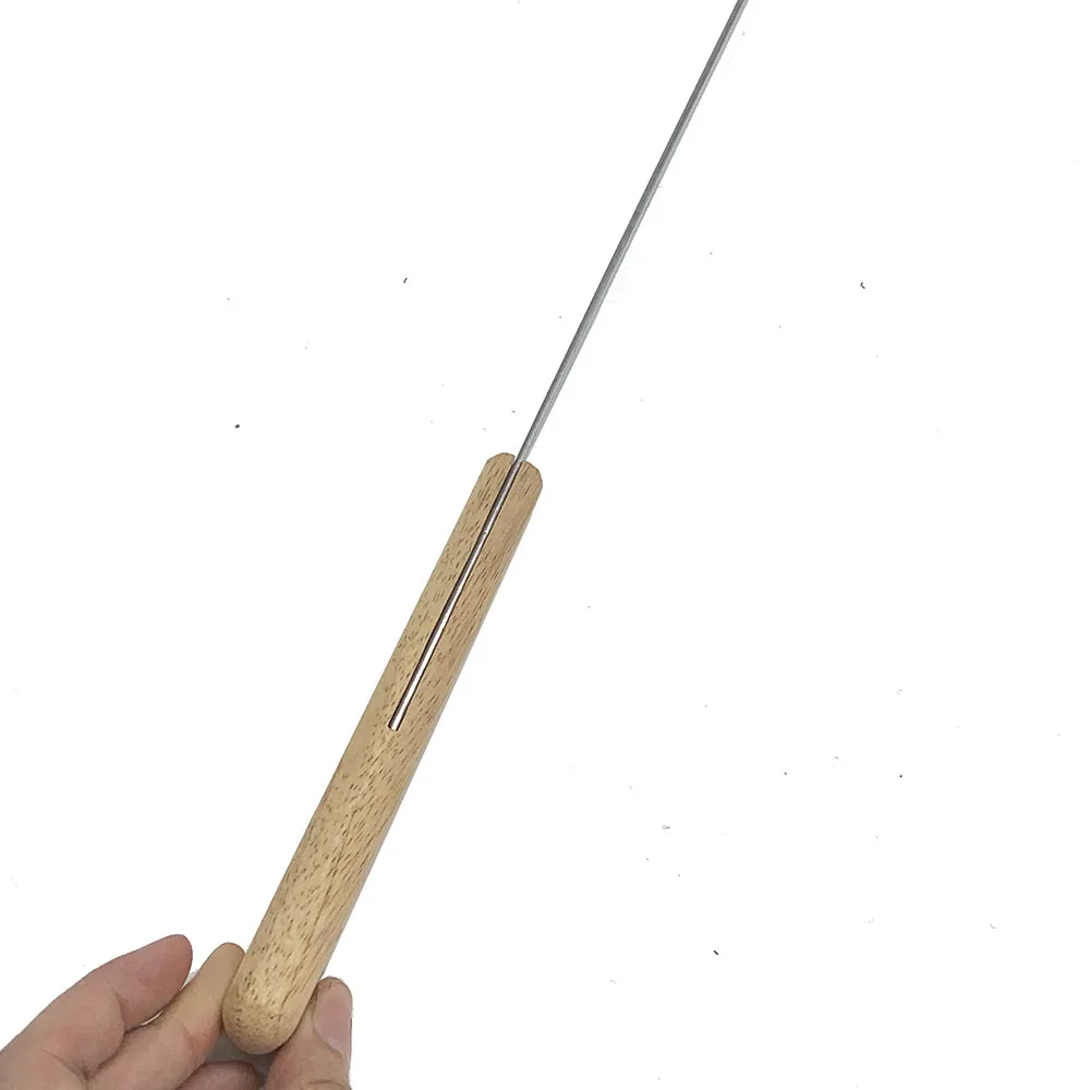 Custom Flat Metal BBQ Skewers Extra Long Stainless Steel Brazilian Shish Kabob Grilling Sticks Skewers with Wooden Handle