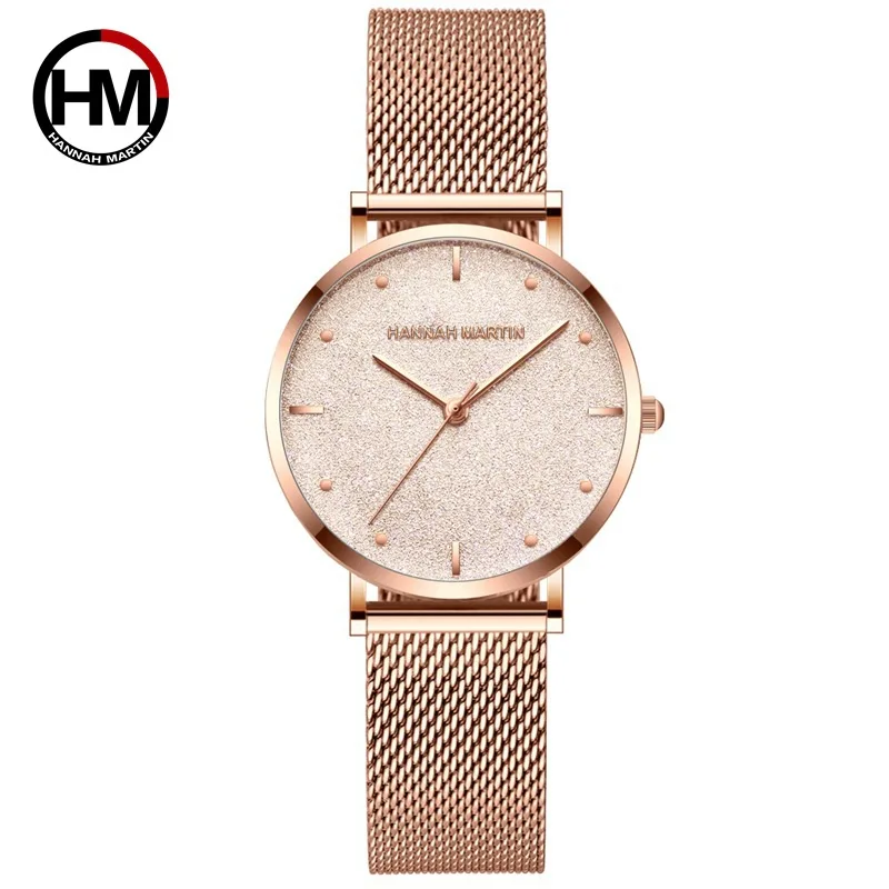 Sahara Desert Dial New Design Hannah Martin MS36 Japan Quartz Wristwatch Stainless Steel Rose Gold Waterproof Watch for Women