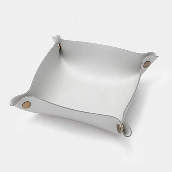 In stock folding leather valet tray PU leather organizer tray with small and big size