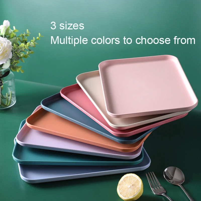 Wholesale Stackable Service Tray Decorativas Bandejas De Plastico Decor Cheap Plastic Bulk Food Bread Fruit Trays serving