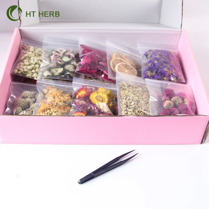 2021 New Design Private Logo Natural Herbal Mixed Dried Decorative Flowers for Bath Candle Resin Soap Material Gift Set Box