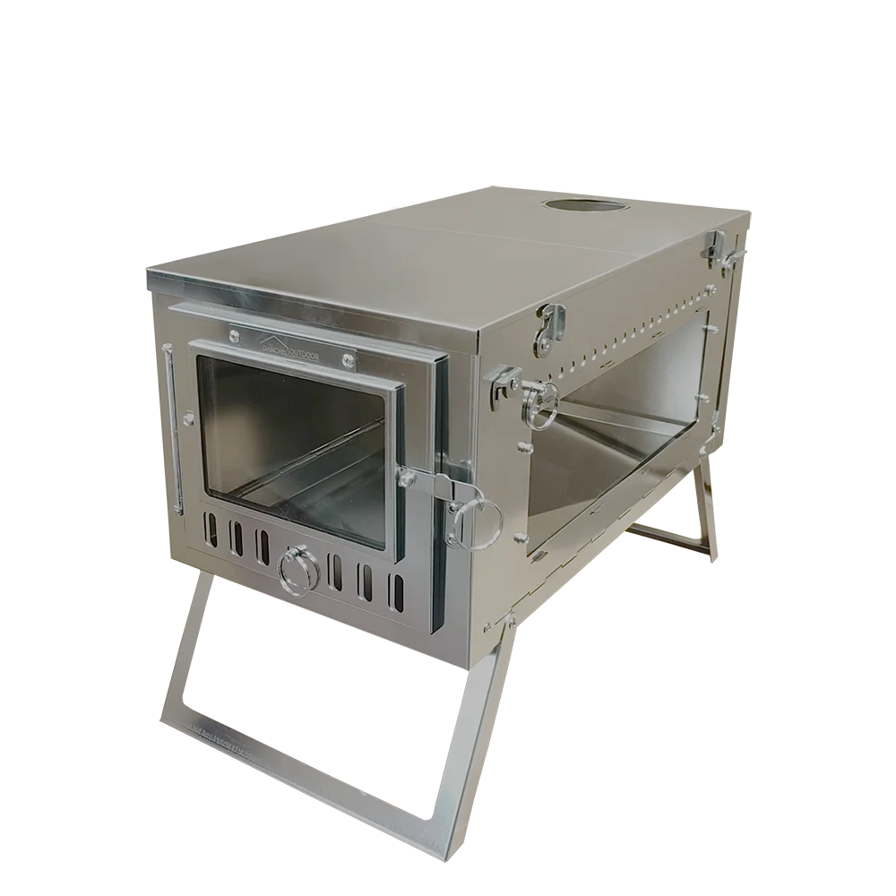 DANCHEL OUTDOOR Wood Burning Stove with Windows Side Glass for Hot Tent Heating Camping