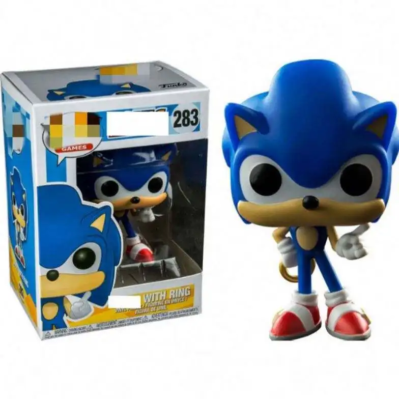 Aolan Funk Pop Cartoon Character Super-sonic Action Figure #283 Sonic With Ring Pvc Collection Model Toys
