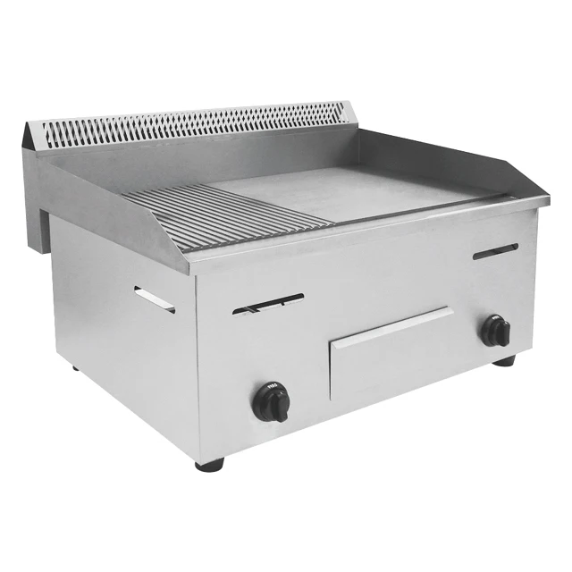Hotel Catering Equipment Table Top Gas Grill Griddle Teppanyaki Commercial Table Top Grooved  Griddle Grill