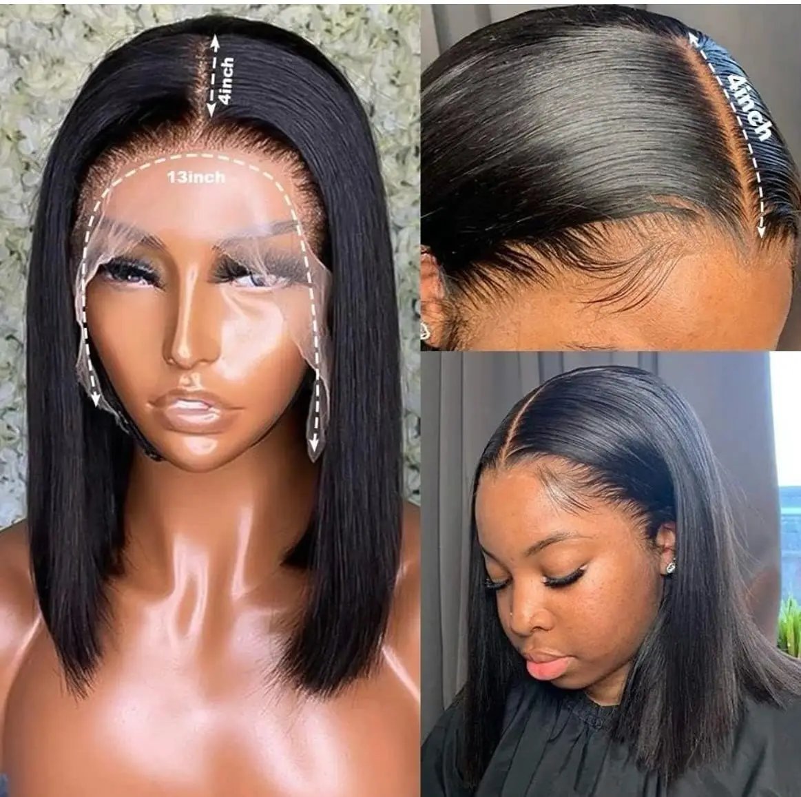 Cheap 13X4 Lace Frontal Blunt Cut Perruque Bob Natural 100% Human Weaves And Wigs Bob Raw Brazilian Bob Hair Wig For Woman