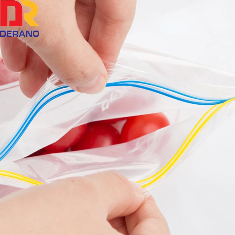 Customized Reclosable Food Packing Clear Ziplock Plastic PE Double Zipper Bag Freezer Zip Lock Bags
