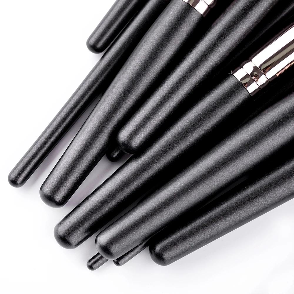 2020 Professional  Soft Synthetic Brushes Blending Facial Brush Black 15 Piece Wooden Makeup Brush