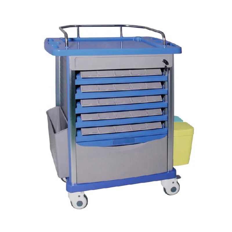 6-Layers Drug Finishing Distribution Transport Medicine Delivery Crash Cart for Ward Patient
