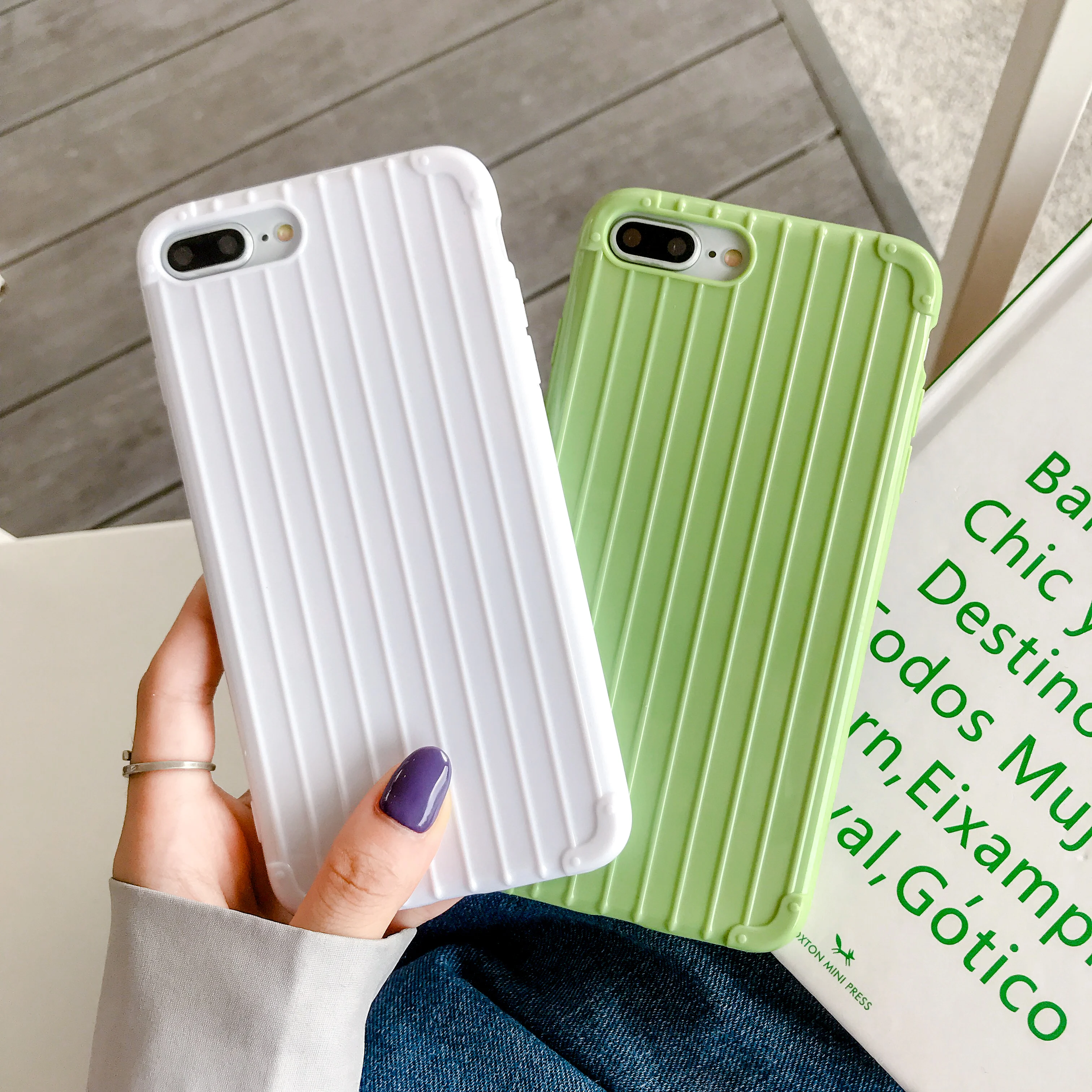 
Candy-colored suitcase iP XSmax mobile phone shell XR for ip 6/7/8 Plus soft shell simple Japan and Korea 