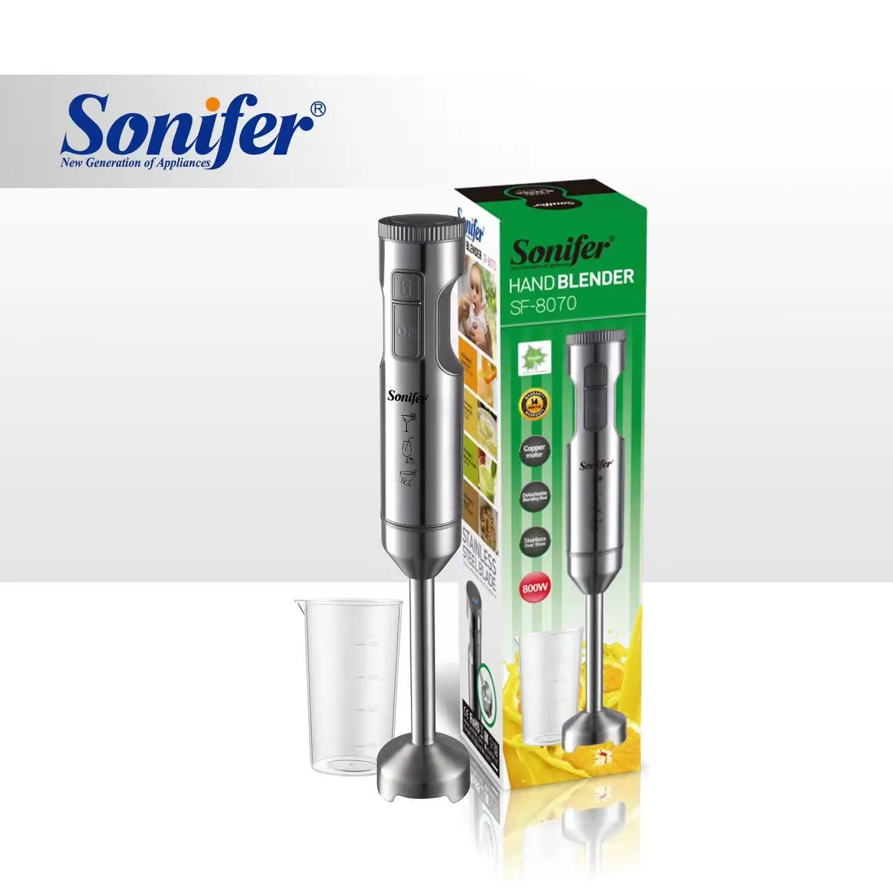 Sonifer SF-8070 small home appliances best quality powerful motor stainless steel electric variable speed hand blender 800w
