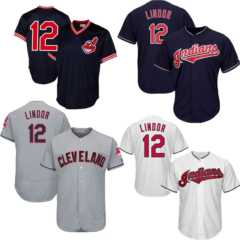 
Cleveland Indians 12 Francisco Lindor 24 Miller 28 Corey Kluber Sublimated Breathable Baseball Jersey 