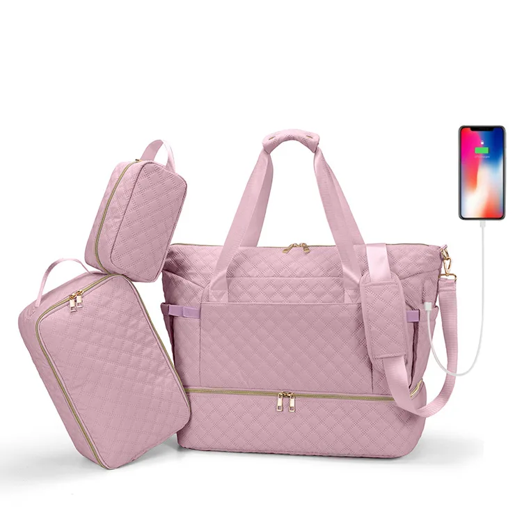 3pcs Waterproof Outdoor Sports Fitness Duffle Travel Baby Diaper Caddy Organizer Set Mommy Nappy Bag With Shoes Bag And Cosmetic