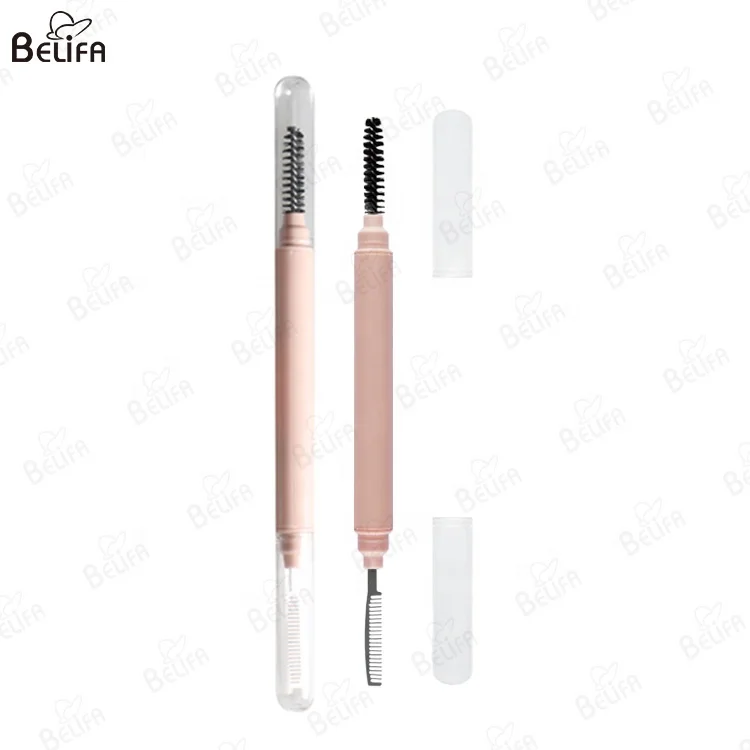 wholesale Customized Private Label double  side 2 in 1 mascara wand spoolie brush eye lash brow eyelash comb with cap cover lid