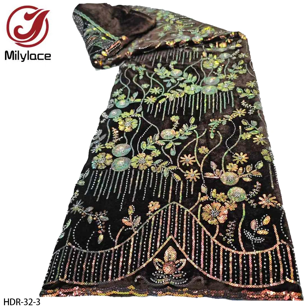 Warm Colorful Sequins Velvet Fabric Sequin Embroidered Velvet Fabric