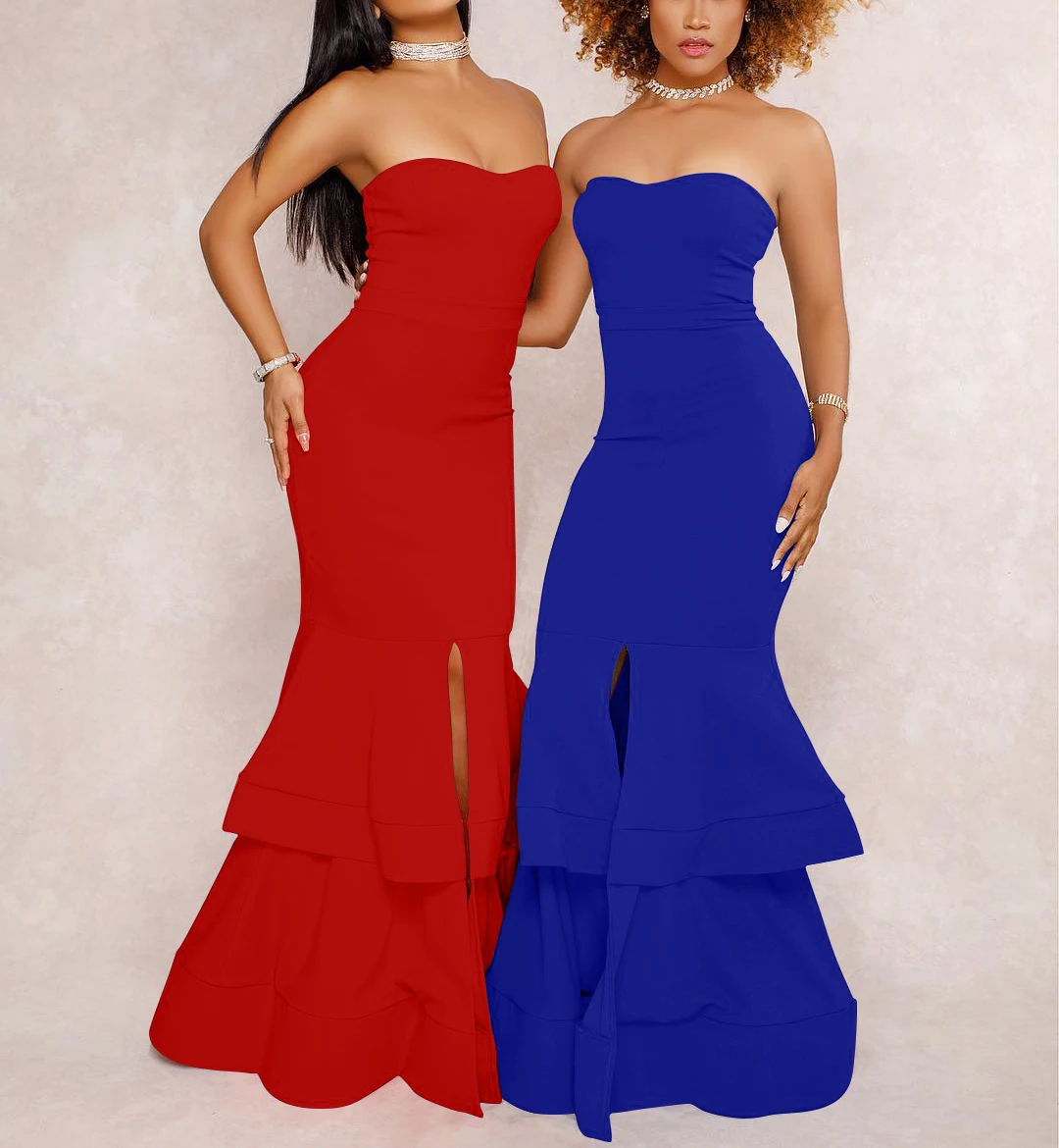 Woman Sexy Off Shoulder Bodycon Cake Skirt Leg Slit Formal Party Evening Dresses