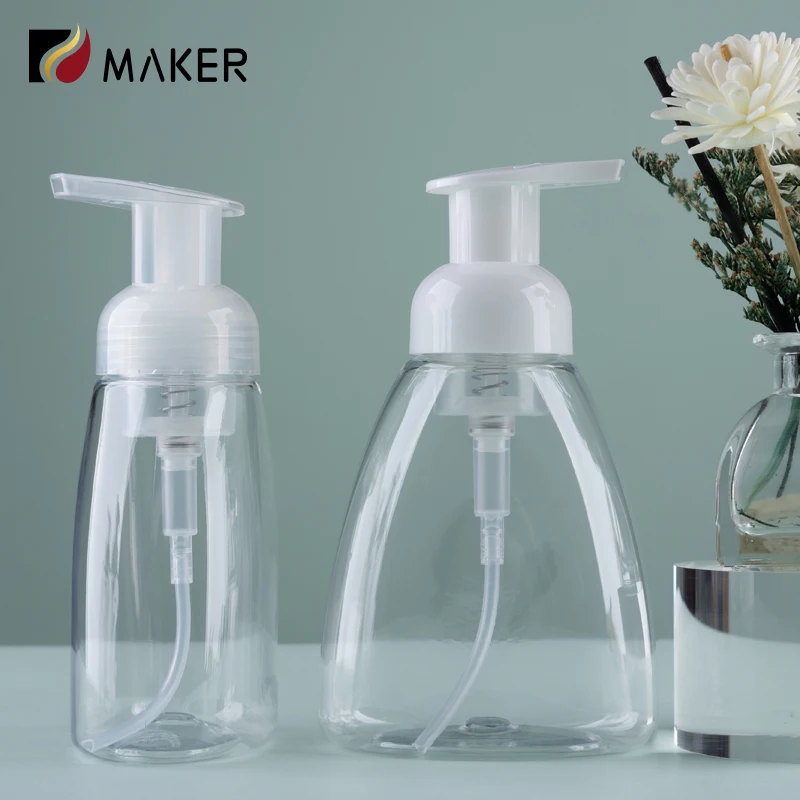 Custom Logo 250ml 300ml 500ml Transparent Foaming Bottles Clear PET Plastic Liquid Soap Hand Wash Foamer Mousse Foam Pump Bottle