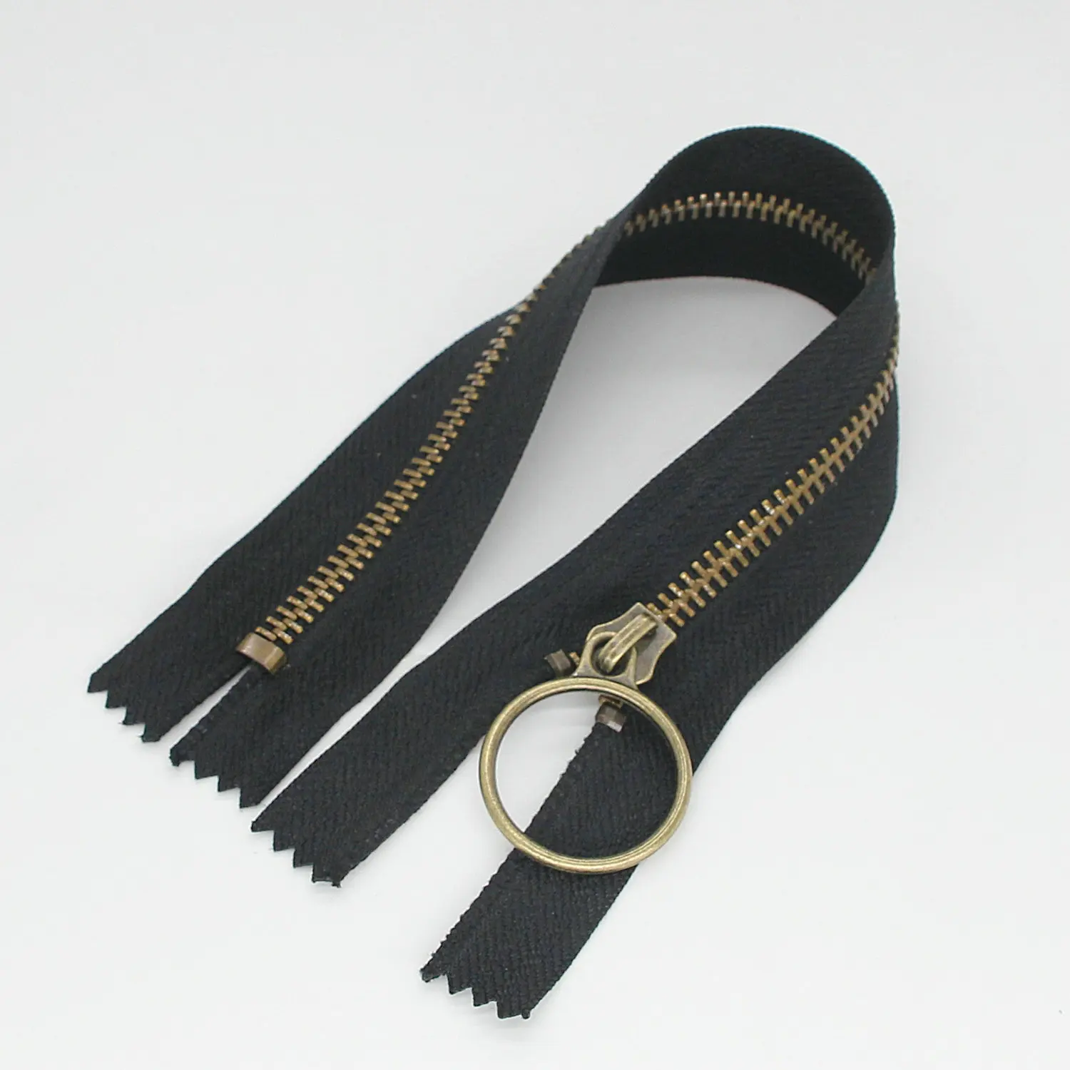 ring puller metal zipper anti brass zipper fancy puller zipper