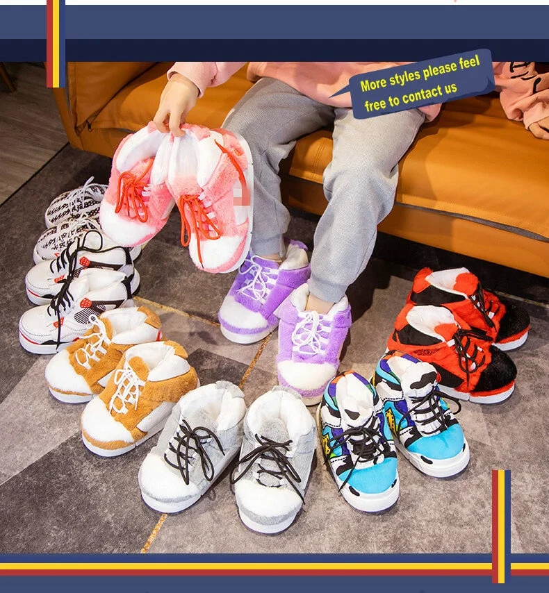 Wholesale Custom Winter Yezzy New fashion Plush Sneaker Slippers Shoes Winter Warm Fuzzy House Sneaker Slipper One Size Fits All