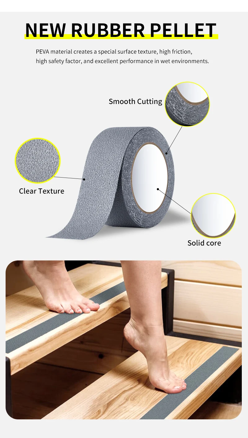 BYSLI Wholesale Factor Price Black PVC Waterproof Grip Non-Slip Safety Tape Rubber Anti Slip Tape For Stair