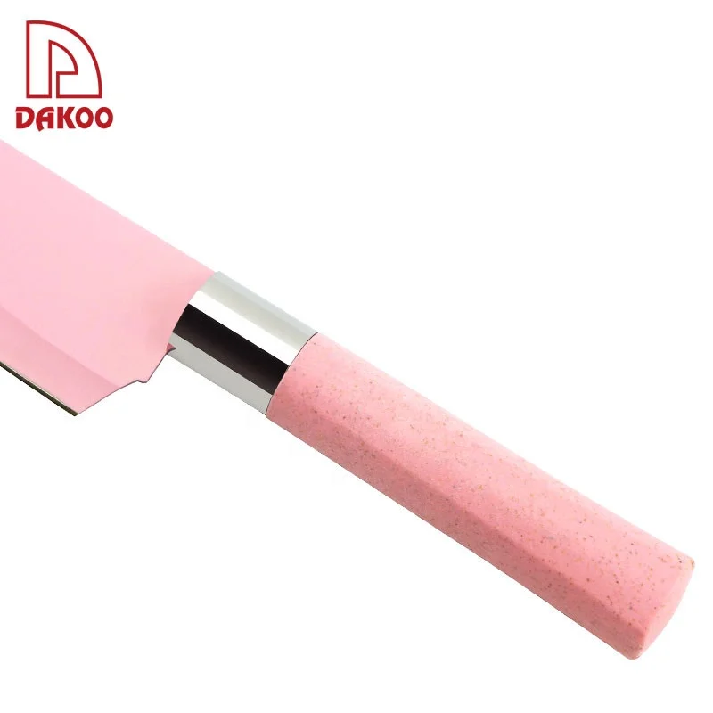 Special Design Set of 6 knives Pink  Stainless Steel Kitchen Knife with Acrylic knife holder