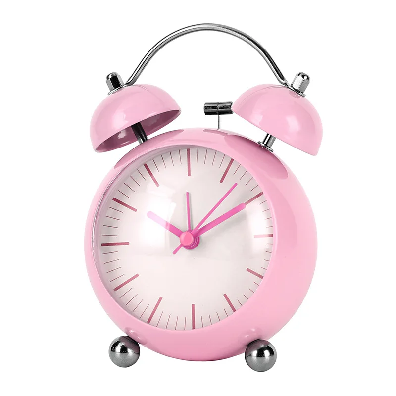 Cute Japanese Minimalist Metal Alarm Clock for Kids with Night Light