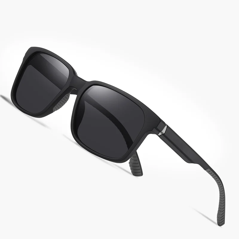 Retro Rectangle Black TR Frame Dark Lens Sunglasses Custom Logo Rubber Tips Men Women Polarized Sunglasses 2024 UV400