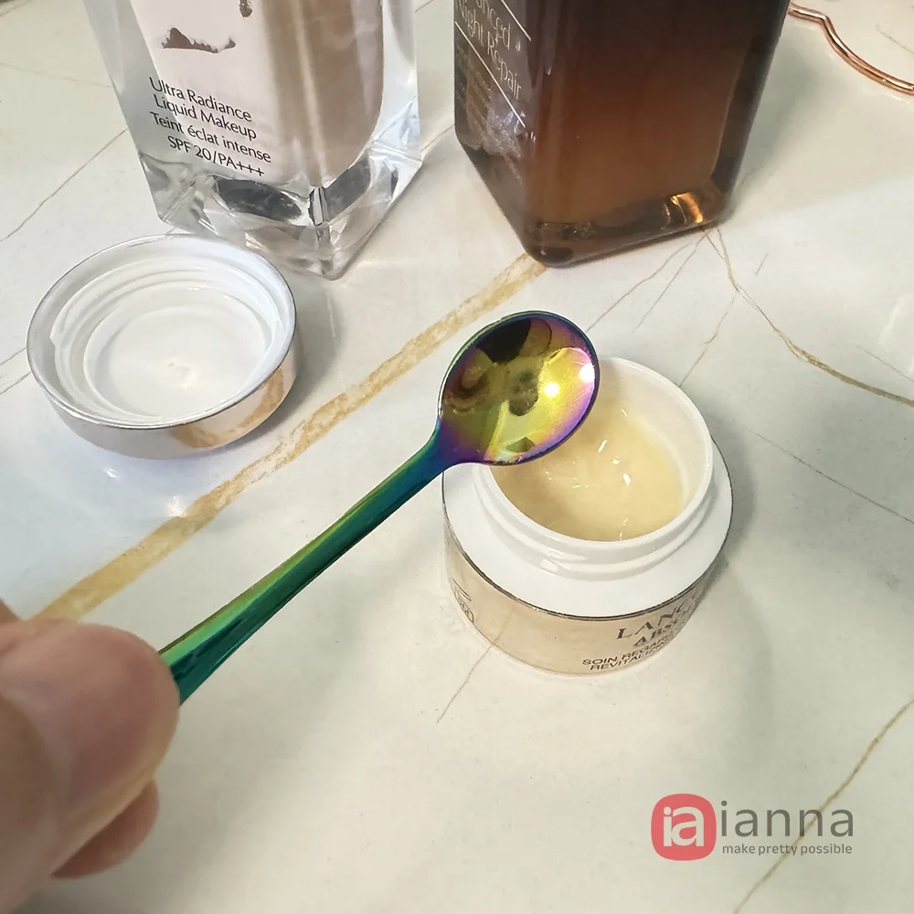 Free logo Mini black stainless steel spoon for Facial Cream dressings salt sugar face Mask Spatulas Cream cosmetic Scoop