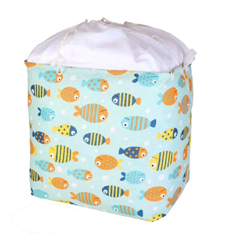 Drawstring Nursery Storage Basket Kid Baby Storage Organizer for Clothes Storage Container Large Cotton Rope Laundry Hamper Bins