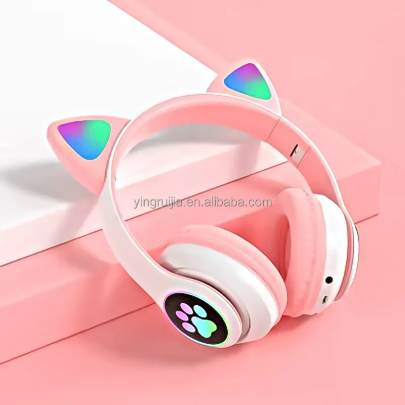 STN-28 Cute Cat Ear Wireless Headphones Stereo Music Gaming Gamer Earphone Handsfree Headset  foldable wireless BT headphone