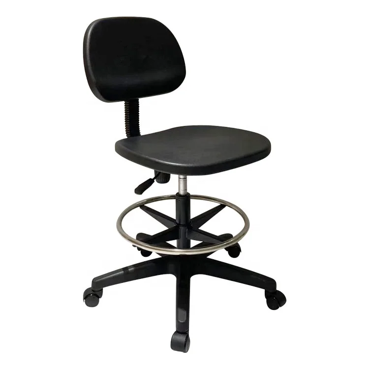 Professional Cleanroom Furniture PU Foam Laboratory Stool Chair With Back Ergonomic Medical Office Stool Chair For Doctor Used