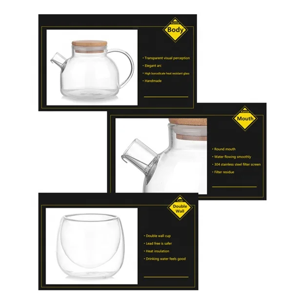 Wholesale High Quality Clear Luxury 500ml Tea Set Gift Tea Kettle Set Tea Pots Kettles