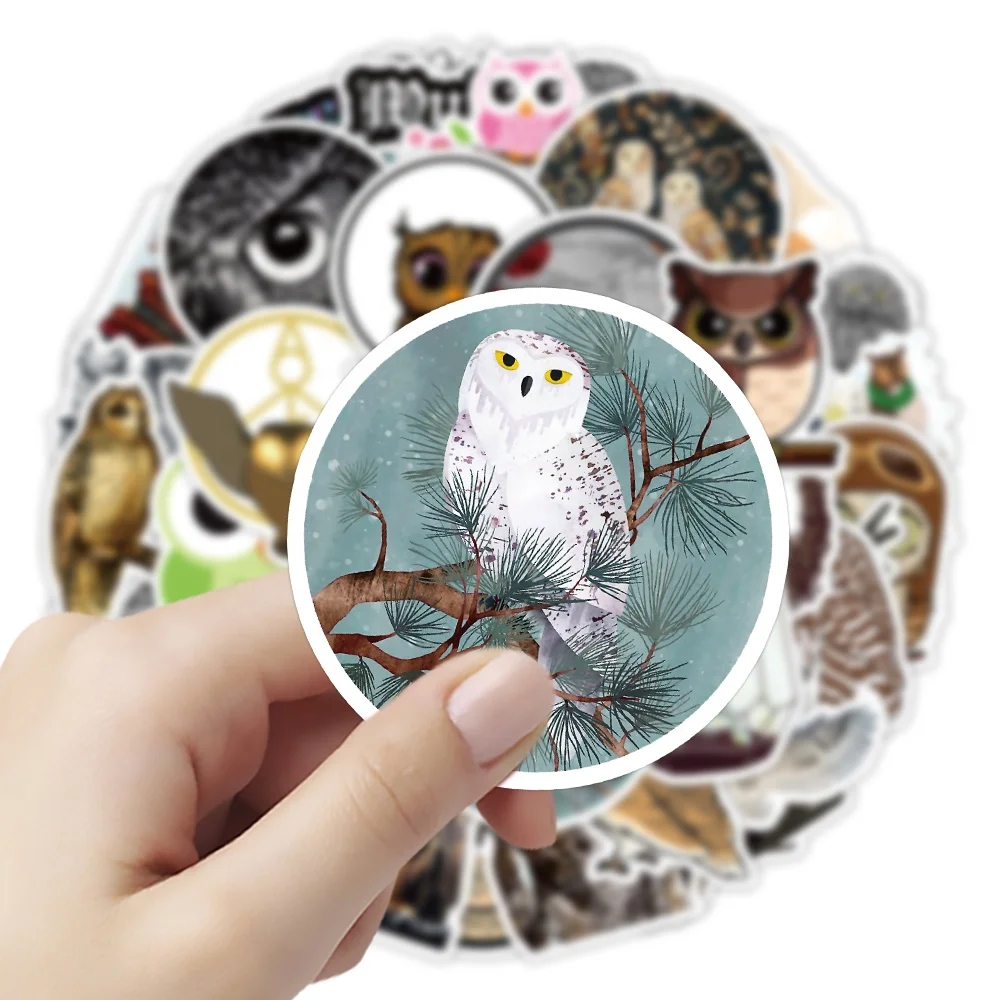 50pcs Cartoon Animal Owl Stickers Printing Custom Logo Cut Vinyl Waterproof Guitar Luggage Phone Wall Owl Birds Sticker