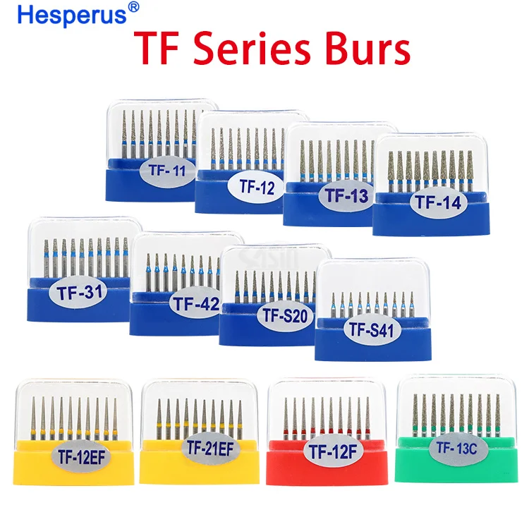 TF series 10pcs/Box Dental High Speed Diamond Burs Dentist Super Coarse Diamond Drills Dental Lab Polishing Tools Dia.1.6mm