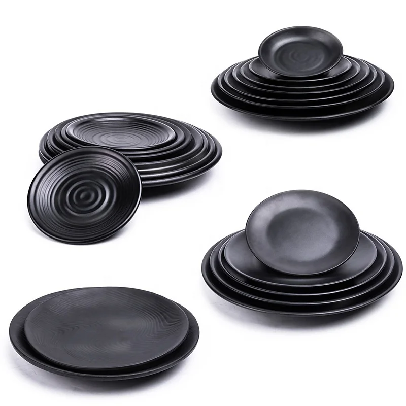 Custom Plastic Tableware Plate Dish Dinnerware Restaurant Barbecue Steak Plates Household Melamine Dinner Dishes