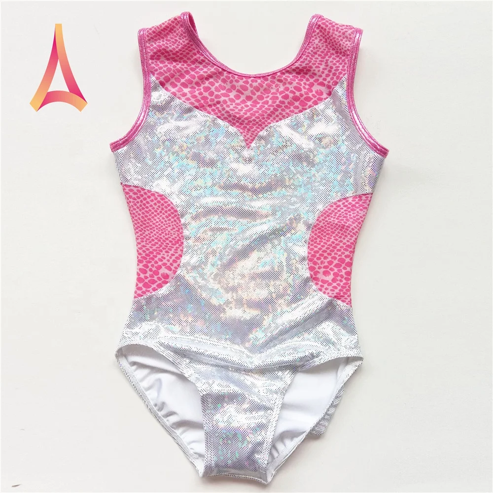 Mesh-paneled Shiny White Gymnastics Leotard Training Wear Gymnastics Leotards