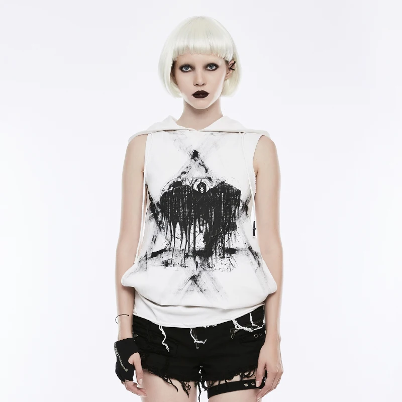 OPT-161 PUNK RAVE young girl summer t-shirt women punk sleeveless hooded t-shirt