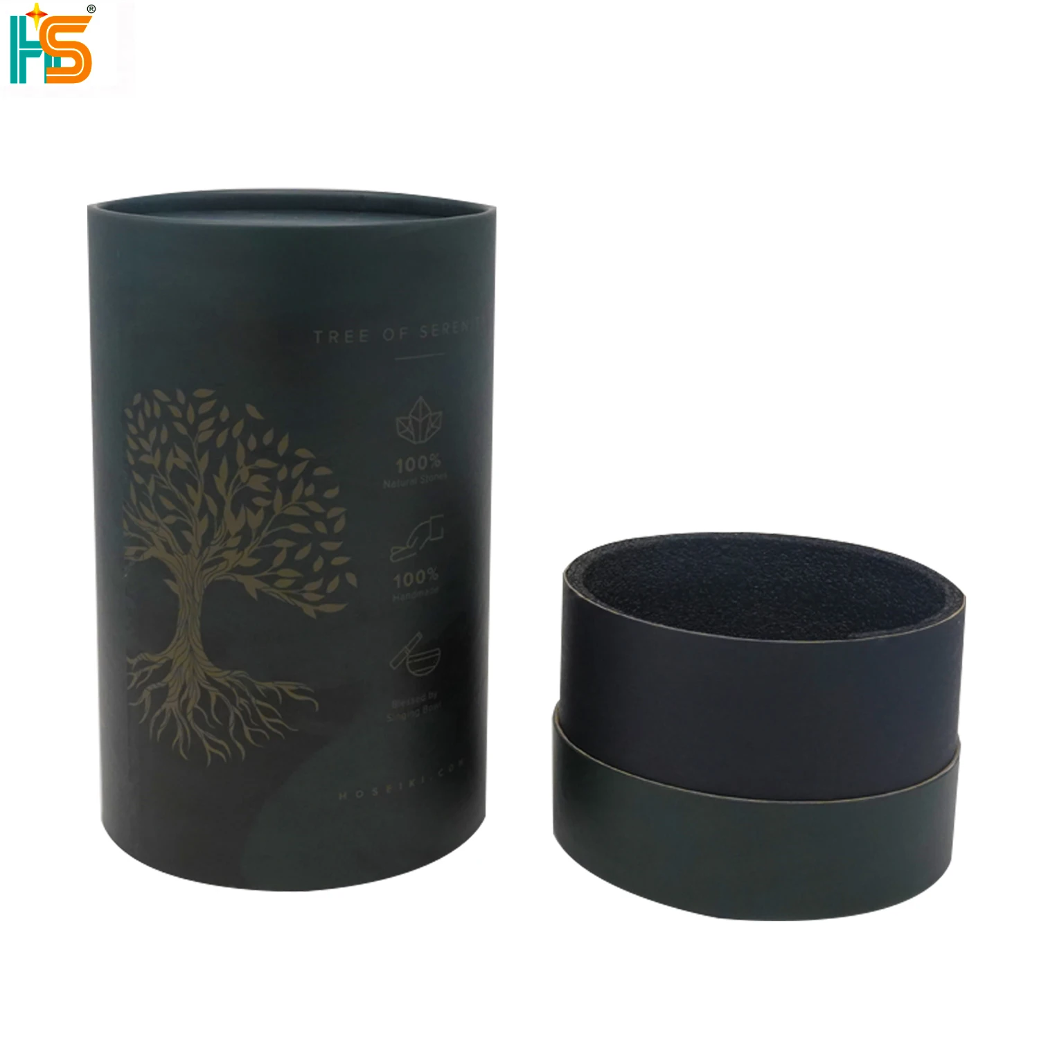 luxury green round wine boxes personality recycled paper tube cylinder packaging box for water bottle
