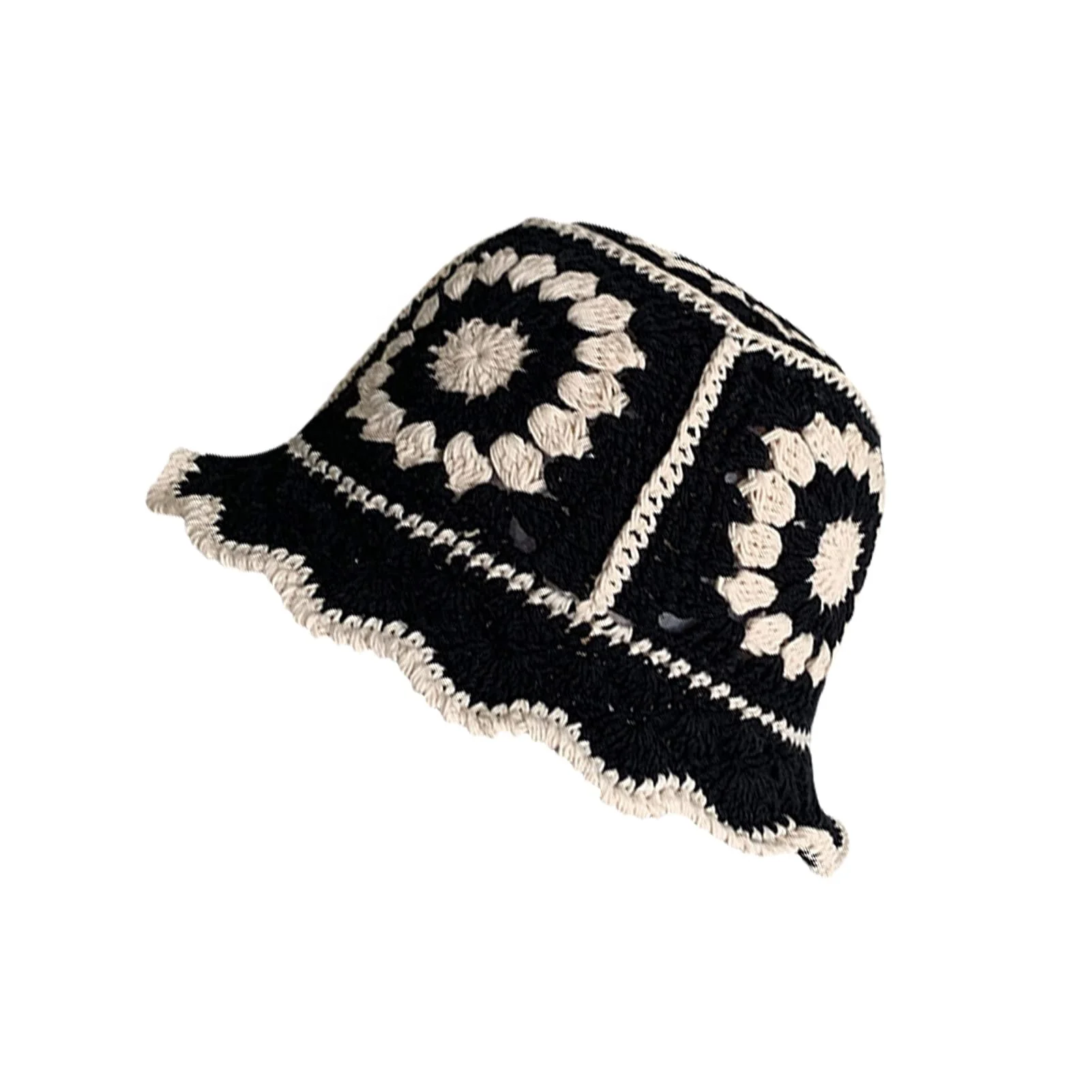 Fashion Cute Comfy Casual Crochet Knit Handmade Foldable Floppy Beach Bucket Hat for Women