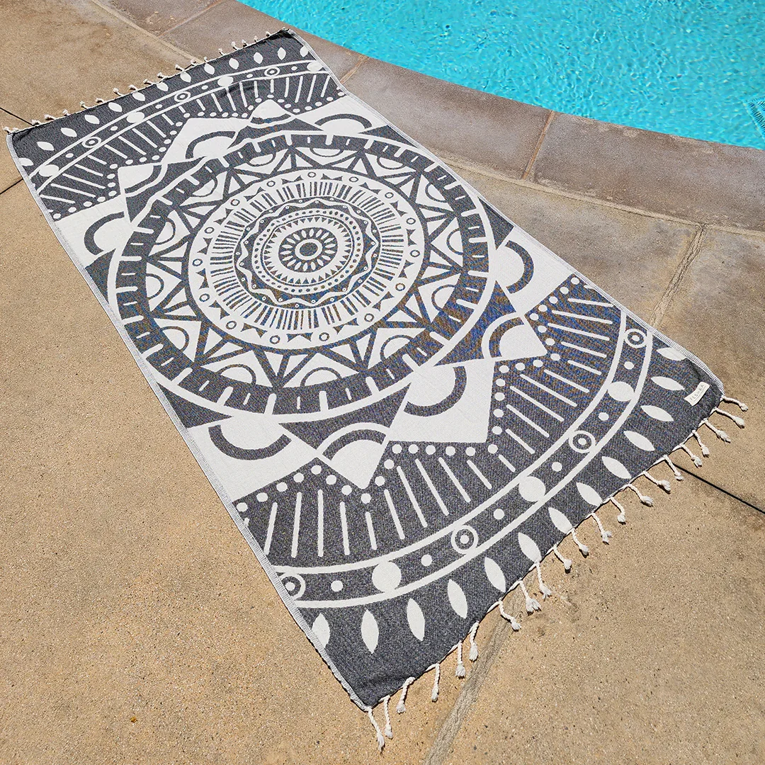 quick dry custom printed jacquard patterned turkish fouta hammam beach towel custom logo