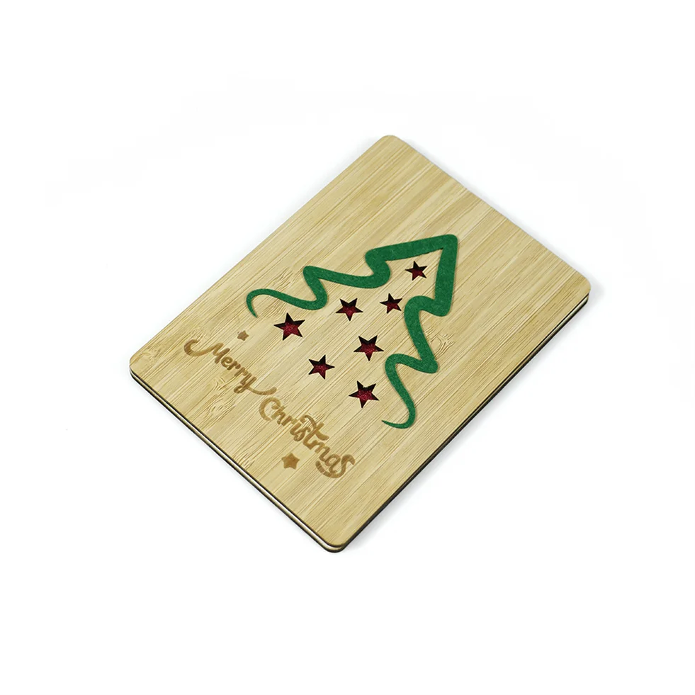 Factory wholesale DIY wooden postcards Christmas decorations Christmas cards wooden