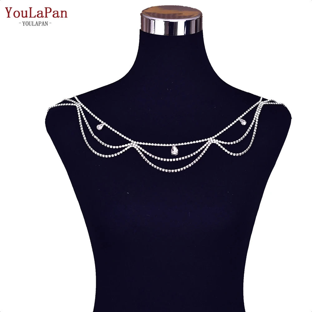YouLaPan SG09 2022 New Fashion Shoulder Accessories Sexy Girl Party Rhinestones Tassel Chain Cape Bridal Wedding Shawl