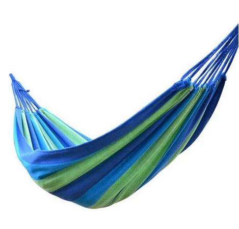 Double Swing Sleeping Hammock Bed with Spreader Bar Portable Outdoor Camping Garden Hanging Chair