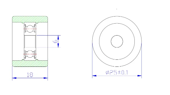 Roller Bearing Manufacturer BS62525-18 5x25x18mm Wardrobe Sliding Gate Door & Windows Roller POM Plastic Roller Bearings